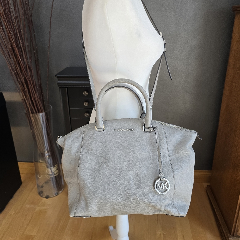 Michael Kors Gray Leather Tote Bag